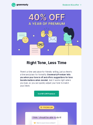 Grammarly - Spend less time editing + 40% discount!