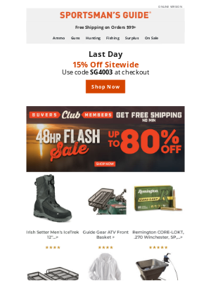 Sportsman's Guide - 15% Off Sitewide >> Flash Sale Savings Here for a Limited Time
