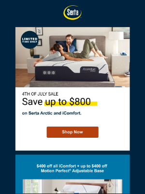 Serta - Up to $400 off iComfort foam & hybrid