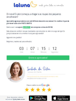 LaLuna (Brazil) - 🌞 Calor chegou! Até 50% OFF + FRETE GRÁTIS, nona! Aproveite na Laluna Modas!