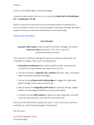 ActiveCampaign - Last call for Study Hall in Washington DC!