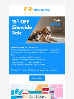 EntirelyPets - Don’t Miss Out: 15% Off for Your Pets!