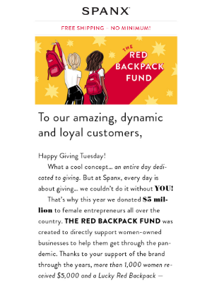 Giving Tuesday emails - Example by SPANX