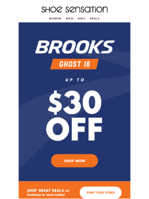 Shoe Sensation Inc - Save Up to $30 on a Top Brooks Running Style