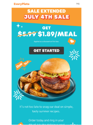 EveryPlate - EXTENDED! Finals hours for $1.89/meal...