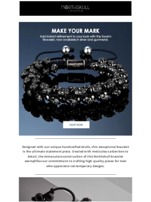 Northskull - Make your mark with the Gunmetal Swarm Bracelet