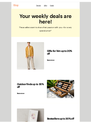 Etsy - Bestsellers now up to 30% off