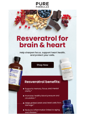 PureFormulas - Resveratrol benefits you can feel: Brain to heart 🧠❤
