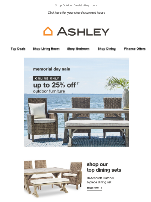 Ashley Furniture HomeStore - Up to 25% Off Outdoor Furniture Deals Online Only!!