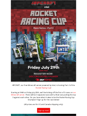 iBUYPOWER - Community News: iBPCRAFT Rocket Racing Cup | Powered by Intel