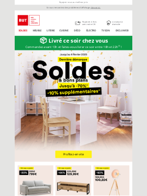 BUT (France) - Soldes derniers jours ! Jusqu’à -70% et -10% supp