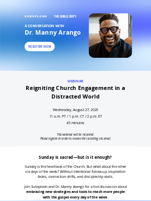 Subsplash - 🗓️ You're invited! Join our live conversation with Dr. Manny Arango