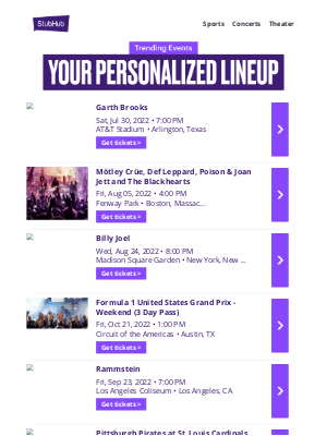 StubHub - Your event lineup