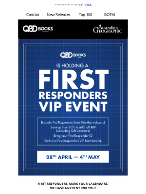 QBD The Bookshop (Australia) - QBD Books: QBD's First Responders VIP Event is COMING SOON!