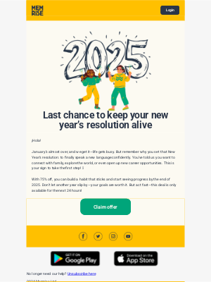 Memrise - 24 hours to save 75% & keep your new year’s promise!