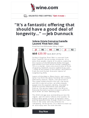 Wine - 41% off 95pt Solena flagship: Domaine Danielle Laurent Pinot Noir 2022