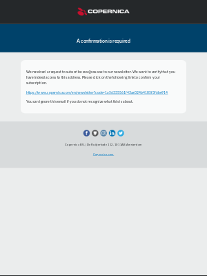Copernica Marketing Software - Confirm your subscription