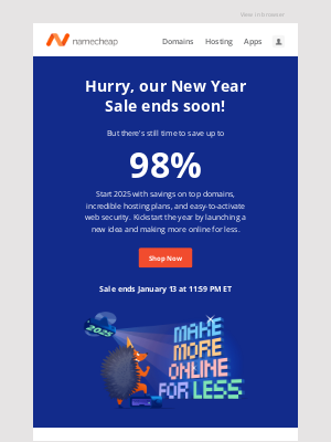 Namecheap - Hurry — there's still time to save up to 98%