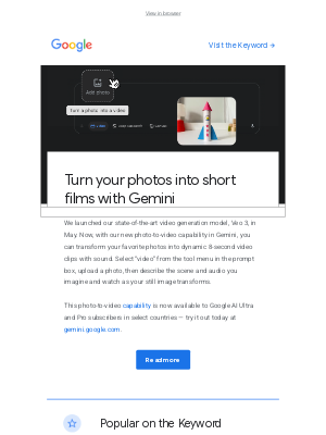 Google - Turn photos into videos with Veo 3 in the Gemini app