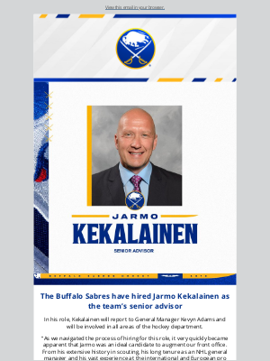 Pegula Sports and Entertainment - BREAKING: Sabres add Senior Advisor to hockey department