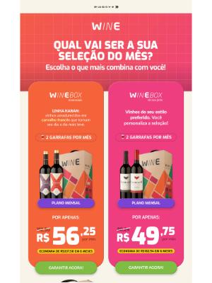 Wine (Brazil) - Antes R$ 112,50, agora R$ 56,25! 💥