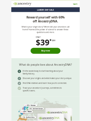 Ancestry - Labor Day Sale: 60% off DNA kits 🧬