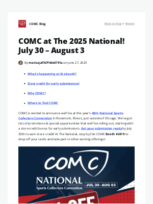 COMC - COMC at The 2025 National! July 30 – August 3