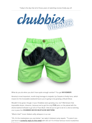 Chubbies - Hello, Mind-Melting Movie Mustache Midterm