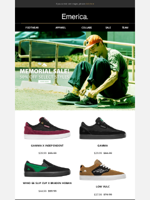 Emerica - Celebrate Memorial Day With 50% Off Footwear, Apparel & Accessories