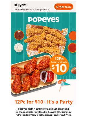 Popeyes Louisiana Kitchen - 🤑 12Pc Tenders OR Wings for $10, y’all