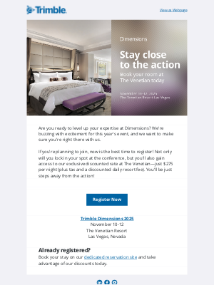 Trimble - Stay close to the action! Book your room at The Venetian