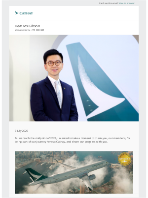 Cathay Pacific Airways - A mid-year update from Cathay Group CEO Ronald Lam