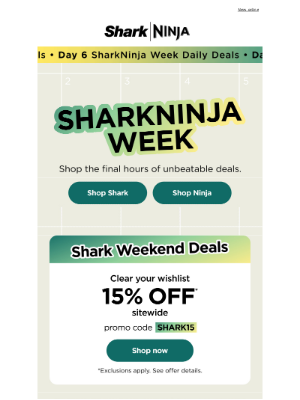 Shark Cleaning - Weekend-only: 15% off sitewide at Shark®. 💥