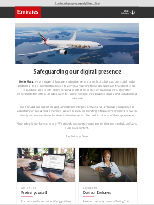Emirates - Staying ahead of social media scams