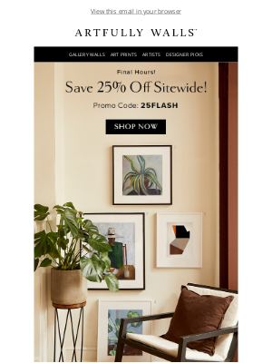 Artfully Walls - Final Hours for 25% Off Sitewide!