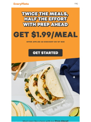EveryPlate - Prep ahead for just $1.99/meal