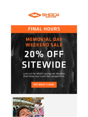 Shock Doctor - Time Is Running Out to Save 20% Sitewide
