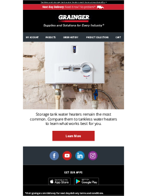 Grainger - Comparing Tankless and Storage Tank Water Heaters
