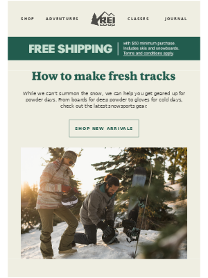 Promotional email by REI