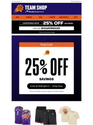 Phoenix Suns - The Clock's Ticking... Save 25% Off Before Its Too Late