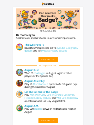 Sporcle, Inc. - You've Got A New Badge To Earn - Aug 5, 2025