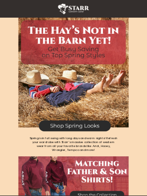 Starr Western Wear - Get Busy Saving on Top Spring Styles from Starr!