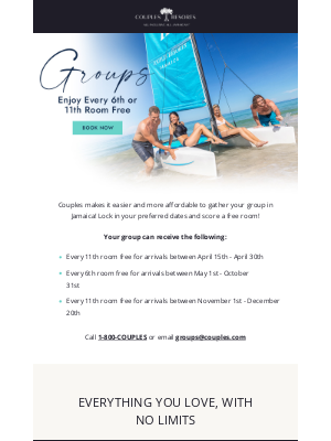 Couples Resorts - Score a Free Room for Your Group Getaway to Jamaica!