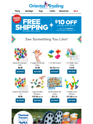 Oriental Trading Company - ⏳ Get Free Shipping + $10 Off for One More Day! ⏳