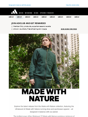 Adidas (UK) - Just Dropped: Made with Nature 🌳🌿👟