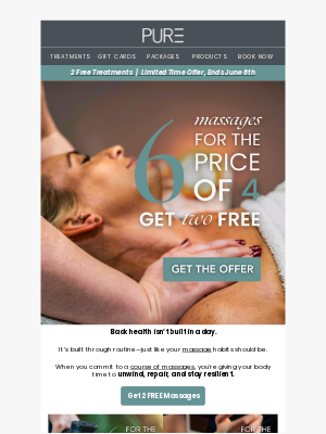 PURE Spa & Beauty - Get 6 Massages for the price of 4! ⭐