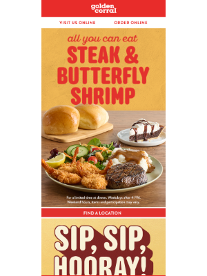 Golden Corral - Steak & Butterfly Shrimp Are Back! 🥩🍤