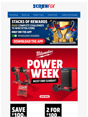 Screwfix (United Kingdom) - ⏰ Hurry! Milwaukee Power Week ends Sunday