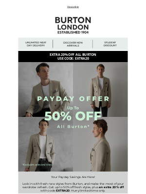 Burton (United Kingdom) - The Burton Payday Offer Continues