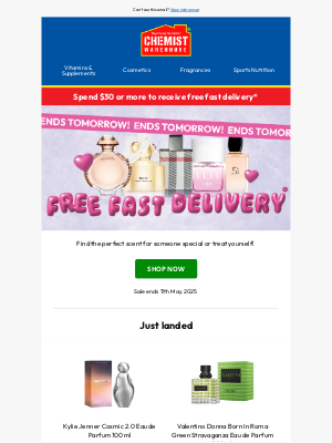 Chemist Warehouse Australia - Hurry! Free fast delivery ends tomorrow at 3pm ⏳